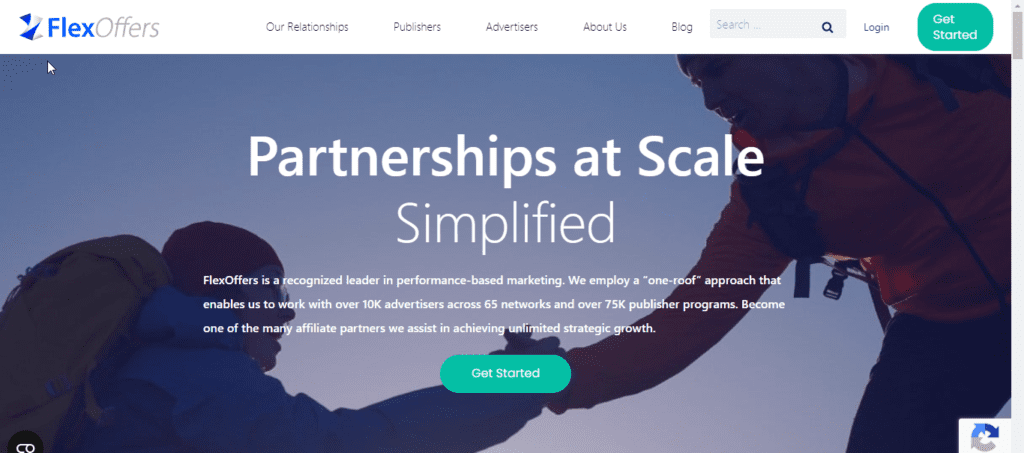 Screenshot of the hero section of FlexOffers Affiliate Network Best Affiliate Programs