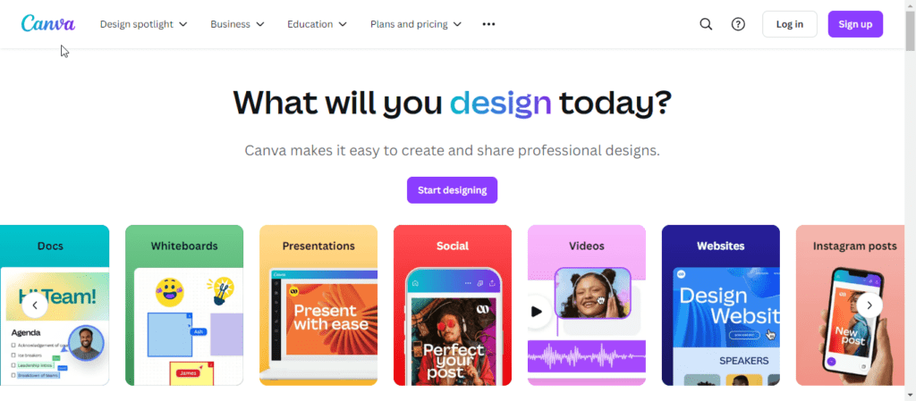 Screenshot of the Hero Section of Canva... Best Affiliate Marketing Tools