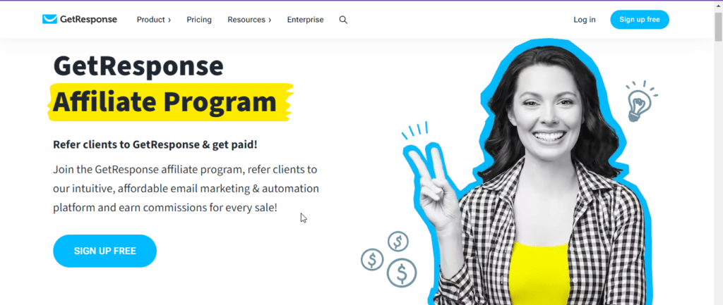 Screenshot of the hero section of GetResponse Affiliate Program.
Best Affiliate Programs