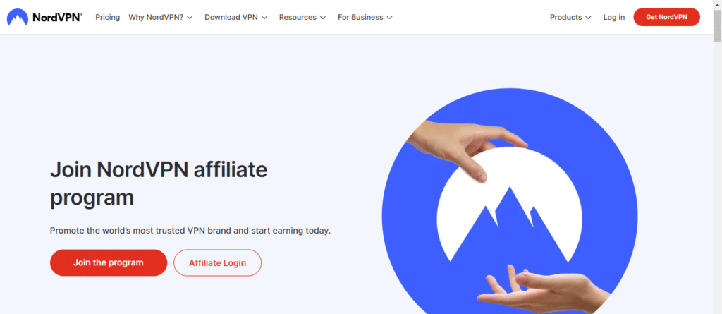 Screenshot of the hero section of NordVPN Affiliate Program
Best Affiliate Programs